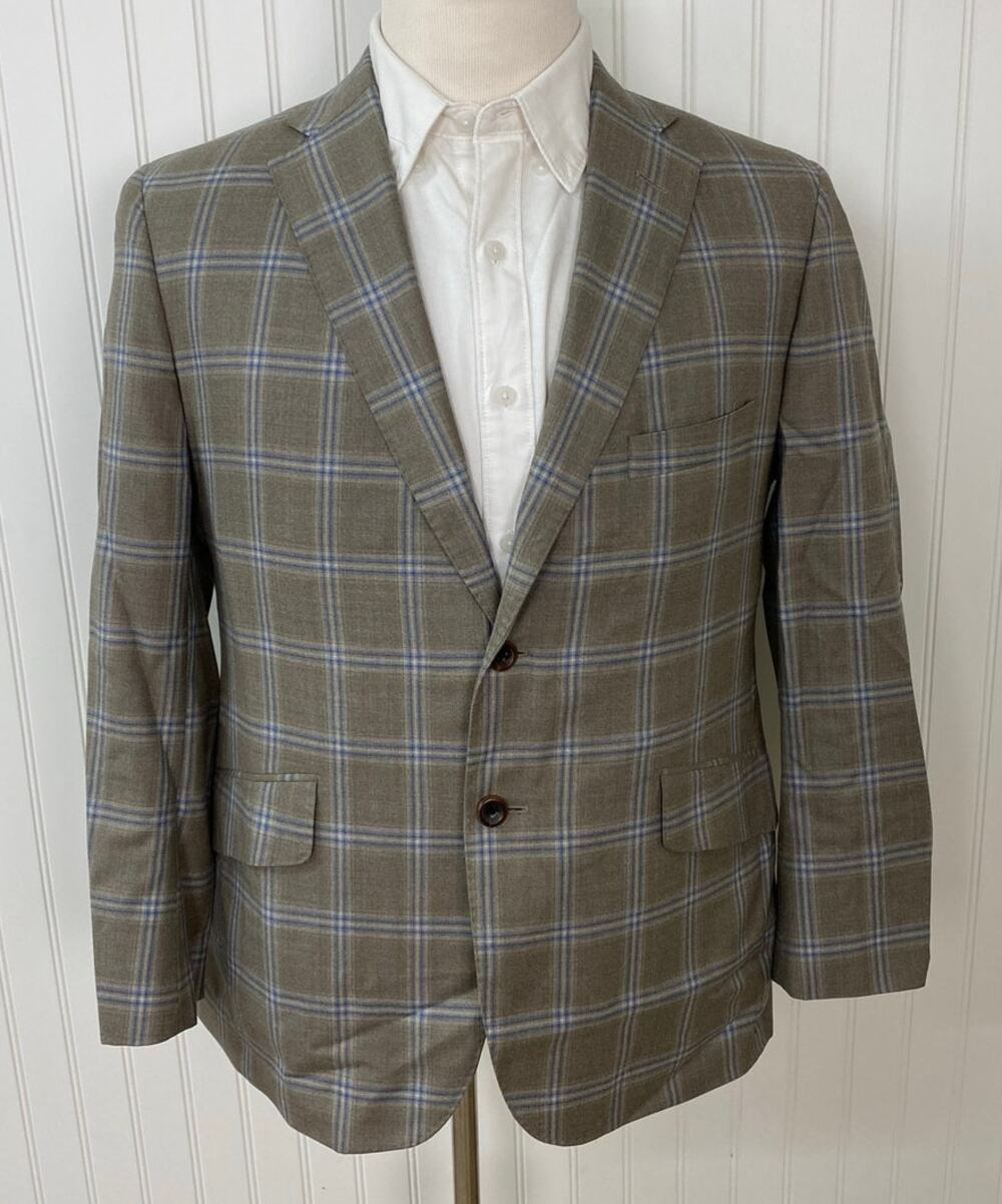 RC by Tom James USA Union Made plaid 2-button suit jacket blazer sport coat 38S